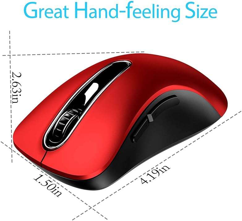 memzuoix 2.4G Wireless Mouse, 1400 DPI Mobile Optical Cordless Mouse with USB Receiver, Portable Computer Mice for Laptop, PC, Desktop, MacBook, 5 Buttons, Red - Image 7
