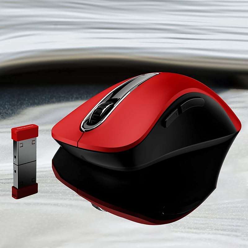 memzuoix 2.4G Wireless Mouse, 1400 DPI Mobile Optical Cordless Mouse with USB Receiver, Portable Computer Mice for Laptop, PC, Desktop, MacBook, 5 Buttons, Red - Image 8