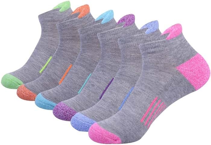 JOYNÉE Womens Ankle Athletic Low Cut Tab Socks Cushioned Running Sports 6 Pack - Product Image