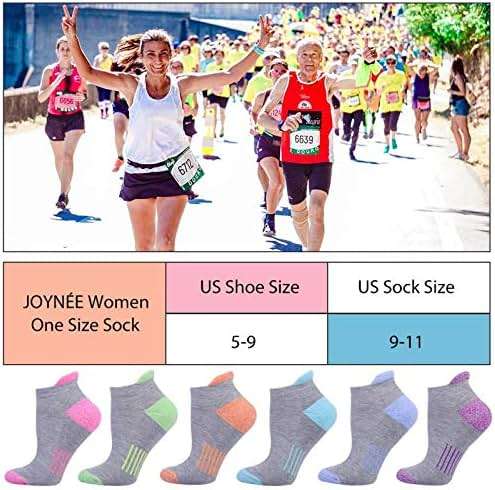 JOYNÉE Womens Ankle Athletic Low Cut Tab Socks Cushioned Running Sports 6 Pack - Image 6