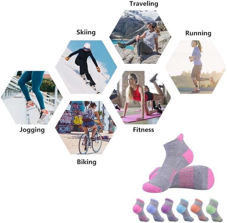 JOYNÉE Womens Ankle Athletic Low Cut Tab Socks Cushioned Running Sports 6 Pack - Image 7