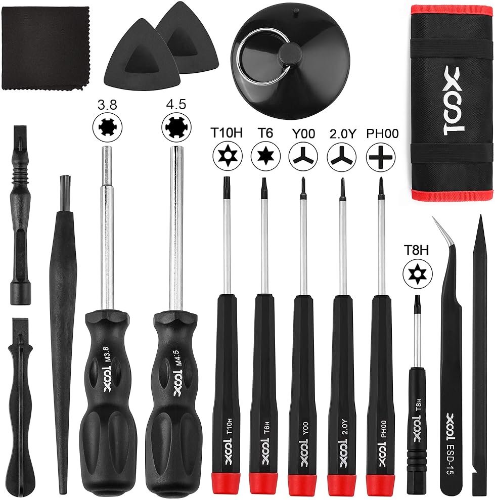 XOOL 17-in-1 Gamebit & Tri-Wing Screwdriver Repair Tool Kit, Compatible with Nintendo Switch & Joy-Con, Game Boy, NES SNES, Wii DS GBA, 3.8mm & 4.5mm Gamebit, for Xbox & PlayStation Consoles - Product Image
