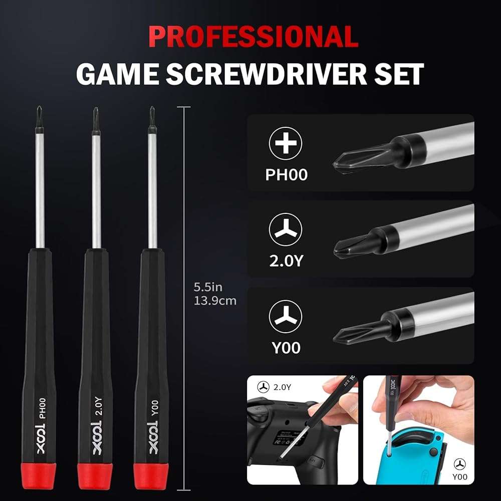 XOOL 17-in-1 Gamebit & Tri-Wing Screwdriver Repair Tool Kit, Compatible with Nintendo Switch & Joy-Con, Game Boy, NES SNES, Wii DS GBA, 3.8mm & 4.5mm Gamebit, for Xbox & PlayStation Consoles - Image 2