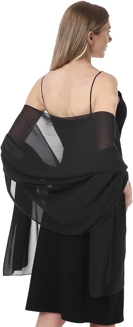 Hotshawl Chiffon Shawls and Wraps for Evening Dresses Women Elegant Soft Scarf Bridal Scarve Wedding Stole - Product Image