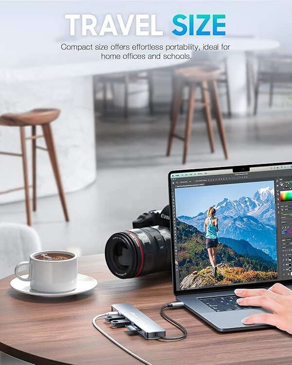 Hiearcool USB C Hub for MacBook – 7-in-1 USBC Adapter with 4K HDMI, 100W PD, USB 3.0 5Gbps Ports, SD/TF Card Reader – USB-C Dongle for Office, Meetings, Travel & Home Setup-Space Grey - Image 6