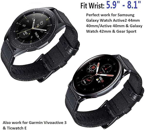 Olytop Galaxy Watch 4/5/6 Bands Pro 45mm 44mm 40mm, Galaxy Watch 4/6 Classic Band 47mm 46mm 43mm 42mm, 20mm Nylon Sport Replacement Strap Men Women for Samsung Watch 4/5/6/5 Pro/Active 2/3 41mm, - Image 2