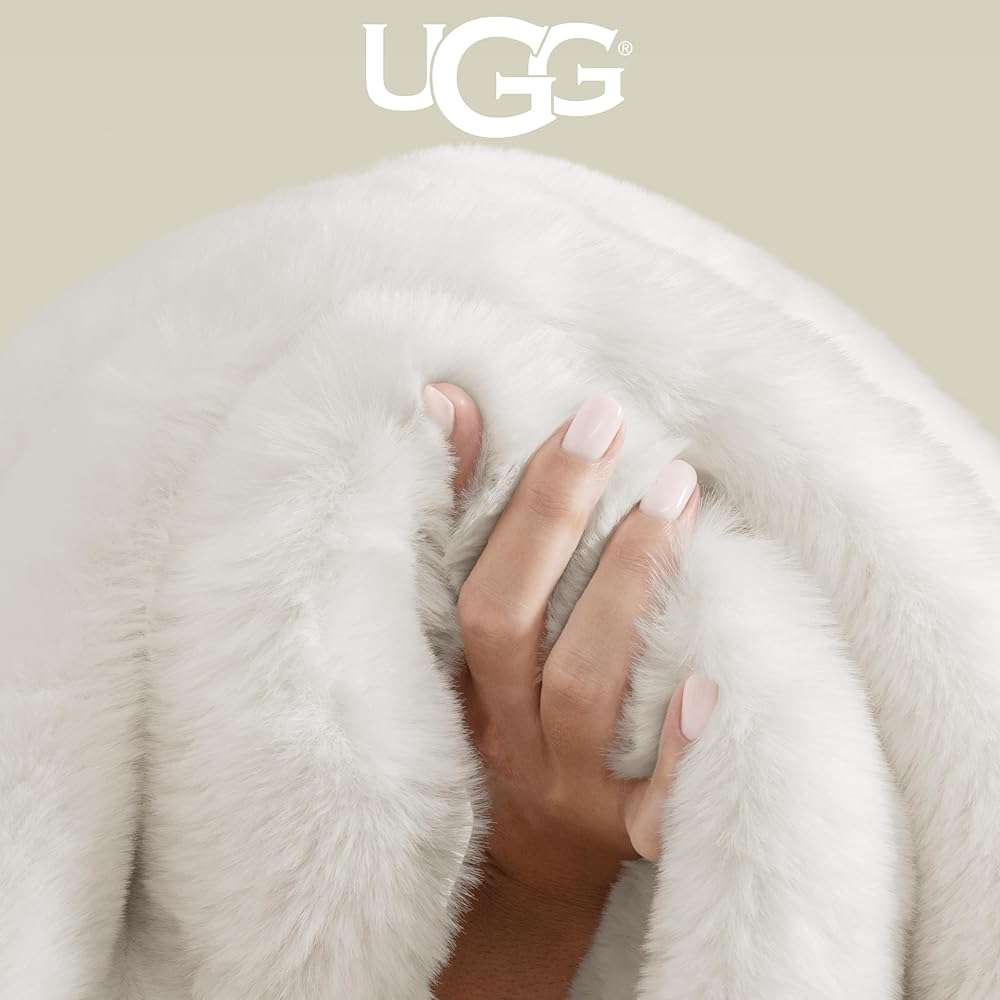 UGG Euphoria Faux Fur Throw Blanket, Warm Fluffy for Couch or Bed, Luxury Bedroom Decor, Blankets, Machine Washable, 50-inch x 70-inch, White Snow - Image 5