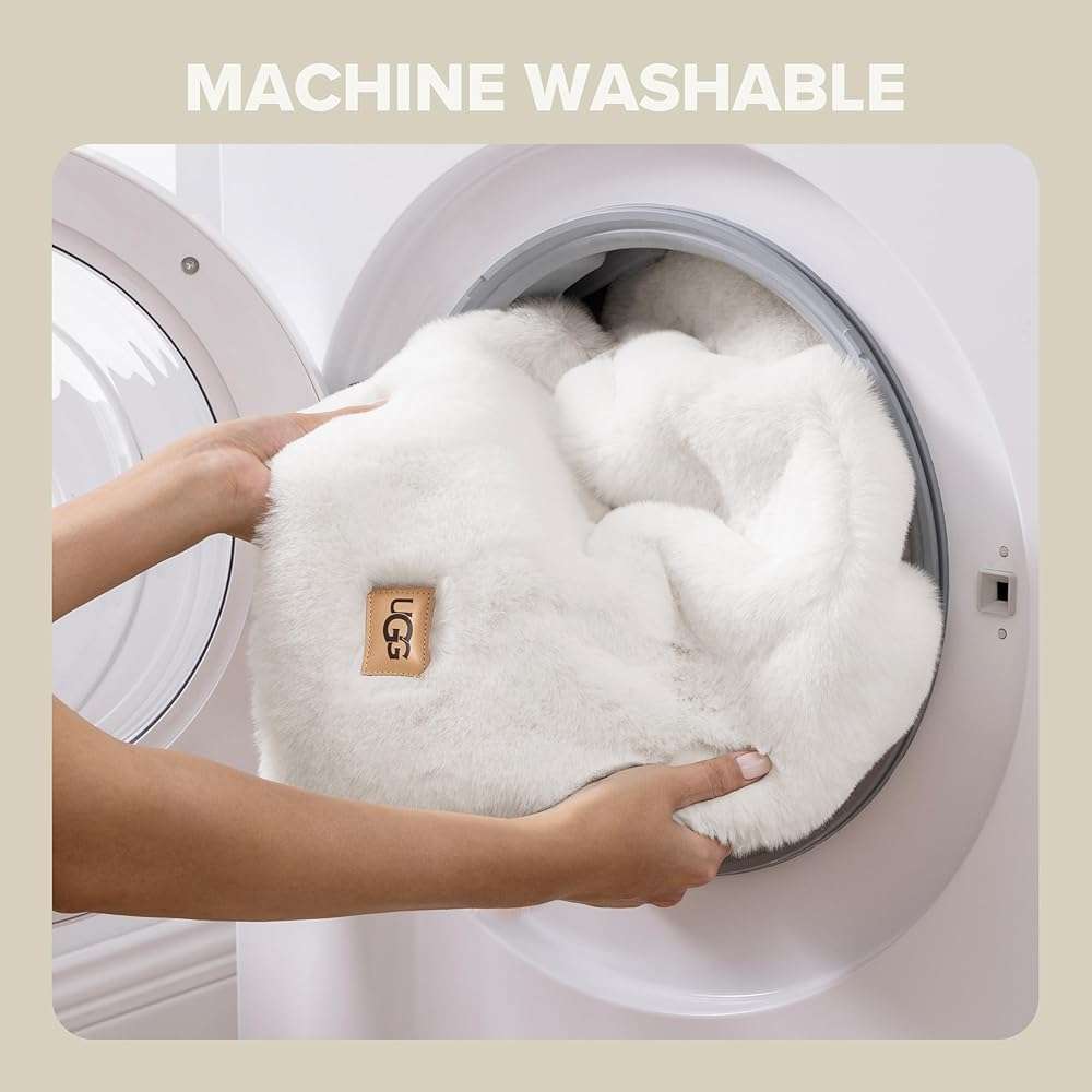 UGG Euphoria Faux Fur Throw Blanket, Warm Fluffy for Couch or Bed, Luxury Bedroom Decor, Blankets, Machine Washable, 50-inch x 70-inch, White Snow - Image 7