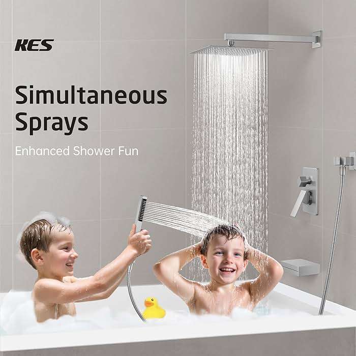KES Bathtub Shower Faucet Set with Waterfall Tub Spout Shower System 3-Function Shower Faucets Sets Complete with 10 Inch Rain Shower Head, XB6305F18-BN - Image 5