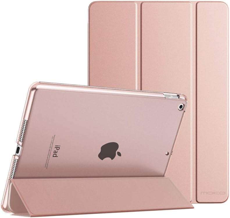 Moko Case for iPad 10.2 iPad 9th Generation 2021/ iPad 8th Generation 2020/ iPad 7th Generation 2019, Slim Stand Hard Back Shell Smart Cover Case for iPad 10.2 inch, Auto Wake/Sleep, Rose Gold - Image 1