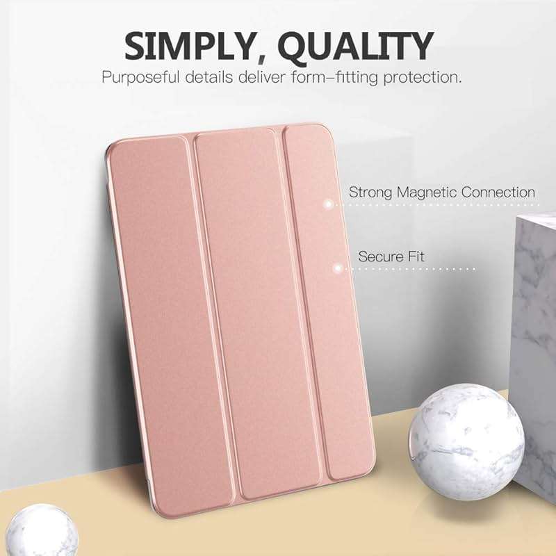 Moko Case for iPad 10.2 iPad 9th Generation 2021/ iPad 8th Generation 2020/ iPad 7th Generation 2019, Slim Stand Hard Back Shell Smart Cover Case for iPad 10.2 inch, Auto Wake/Sleep, Rose Gold - Image 3