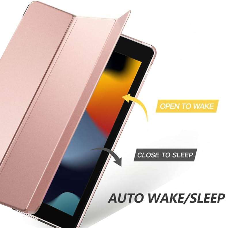Moko Case for iPad 10.2 iPad 9th Generation 2021/ iPad 8th Generation 2020/ iPad 7th Generation 2019, Slim Stand Hard Back Shell Smart Cover Case for iPad 10.2 inch, Auto Wake/Sleep, Rose Gold - Image 5
