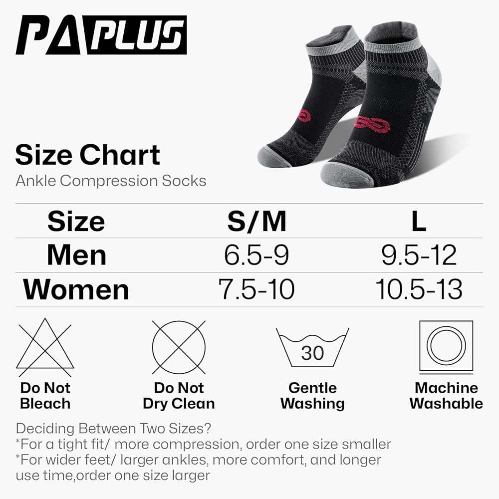 PAPLUS Compression Socks for Men & Women, 2/4/6 Pairs Ankle Running Socks with Arch Support, Ankle Support, Plantar Fasciitis - Image 3