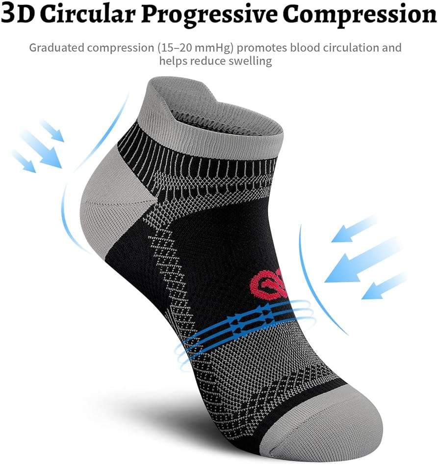 PAPLUS Compression Socks for Men & Women, 2/4/6 Pairs Ankle Running Socks with Arch Support, Ankle Support, Plantar Fasciitis - Image 4