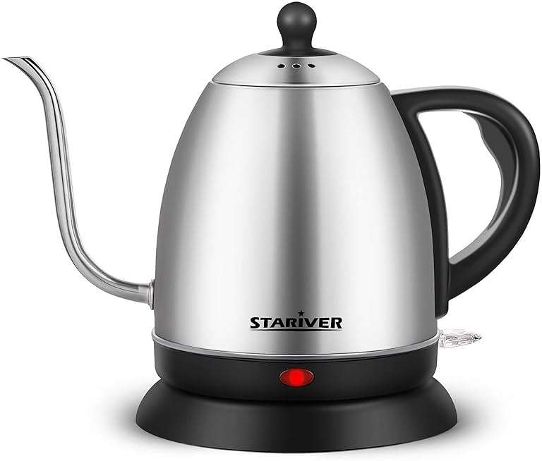 Stariver Electric Kettle Gooseneck Kettle, 1L Water Boiler, BPA-Free, Pour Over Tea Pot Stainless Steel for Coffee & Tea with Fast Heating, Auto-Shut Off and Boil-Dry Protection Tech - Image 1