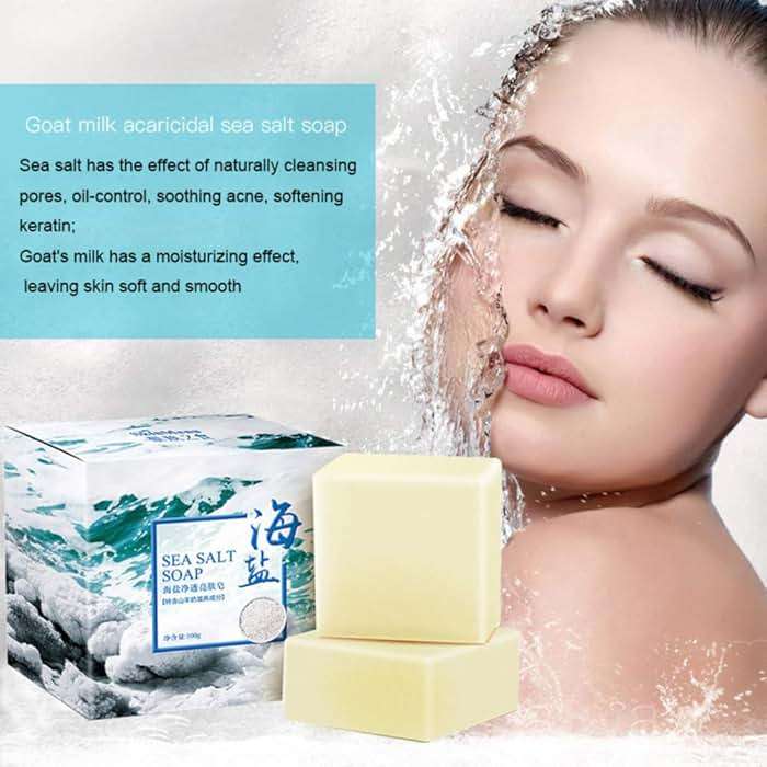 Soap with Sea Salt Natural Goat's Milk for Face Dry and Natural Oily Skin, Remove Acne Anti-cellulite Soap (3.52 Oz) - Image 3
