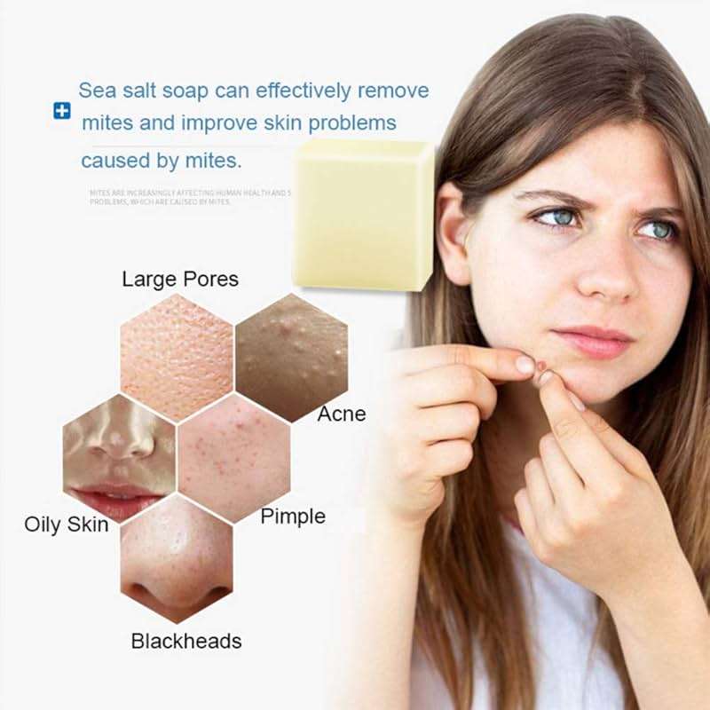 Soap with Sea Salt Natural Goat's Milk for Face Dry and Natural Oily Skin, Remove Acne Anti-cellulite Soap (3.52 Oz) - Image 6