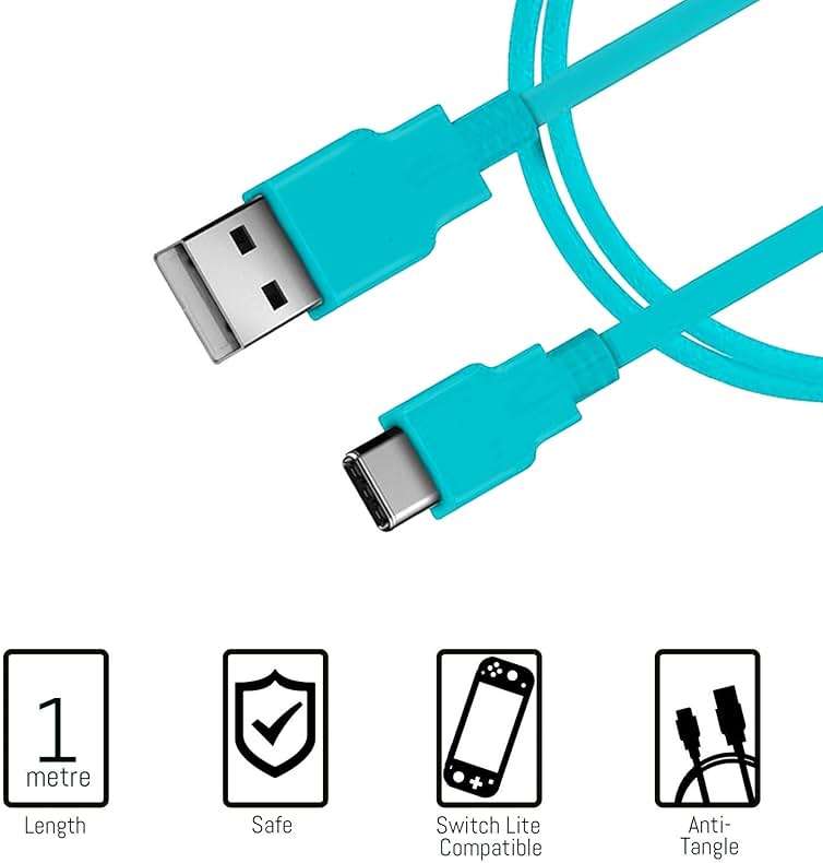 Orzly Switch Lite Accessories Bundle - Case & Screen Protector for Nintendo Switch Lite Console, USB Cable, Games Holder, Grip Case, Headphones, Thumb-Grip Pack & More (Gift Pack - Turquoise Blue) - Image 8