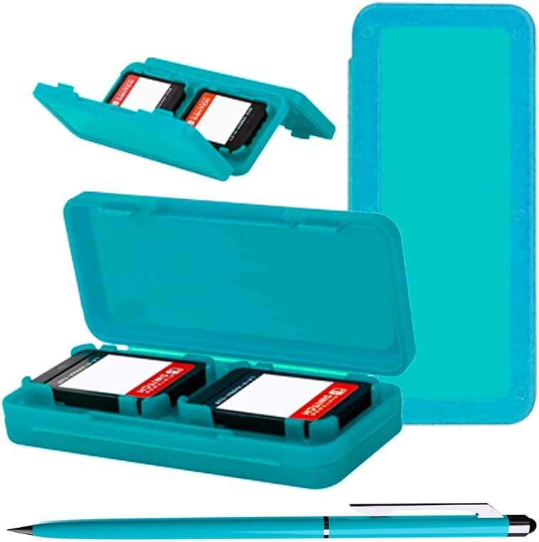 Orzly Switch Lite Accessories Bundle - Case & Screen Protector for Nintendo Switch Lite Console, USB Cable, Games Holder, Grip Case, Headphones, Thumb-Grip Pack & More (Gift Pack - Turquoise Blue) - Image 9