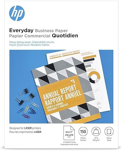 HP Everyday Business Paper, Glossy, 8.5x11 in, 32 lb, 150 sheets, works with laser printers (4WN08A) - Product Image