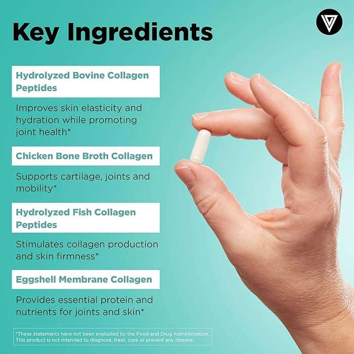 Vital Vitamins Multi Collagen Peptides Capsules for Women & Men - Type I, II, III, V, X Collagen Supplements - Grass-Fed, Non-GMO - 150 Pills - Image 4