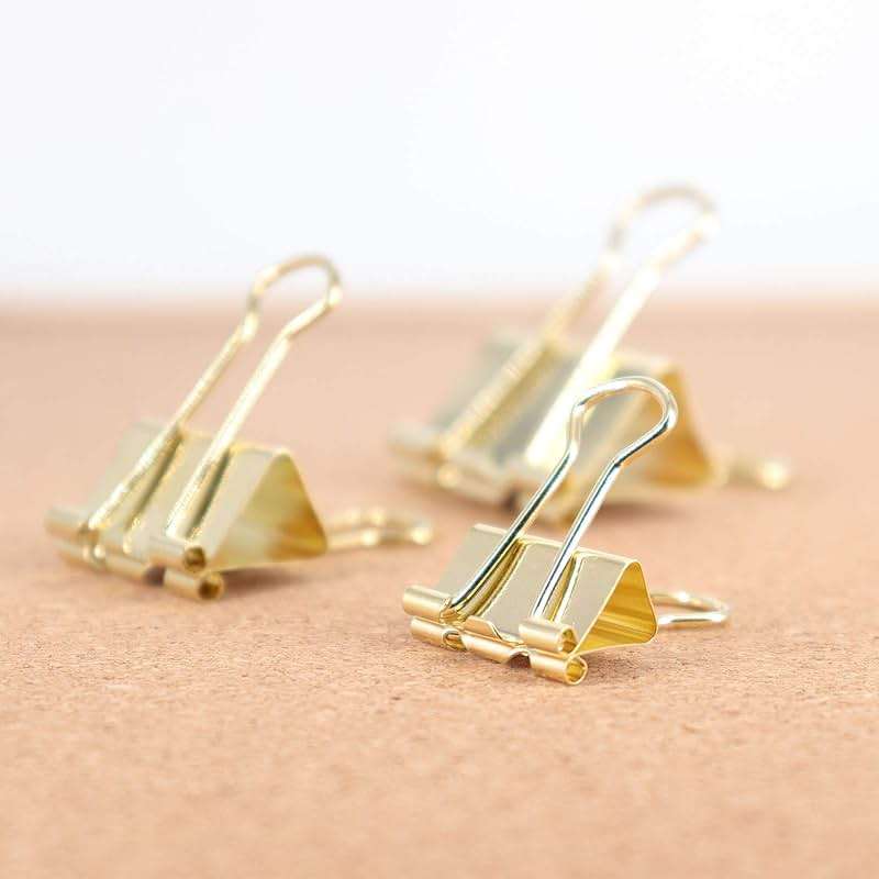 Gold Binder Clips Paper Clamps, Assorted Sizes Set (Small, Medium, Large) for Office School and Home Supplies - Image 4