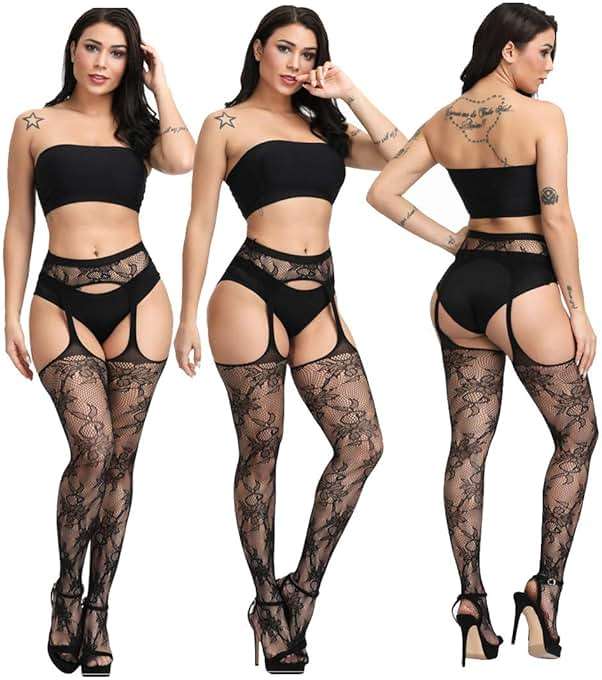 DRESHOW 6 Pack Fishnet Garter Belt Stocking Suspender Pantyhose Tights Thigh High Pantyhose - Image 7