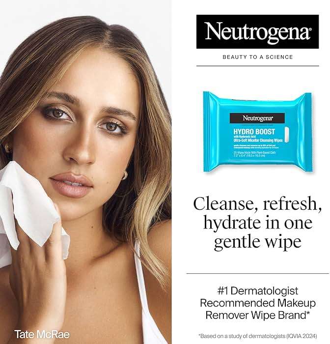 Neutrogena Hydro Boost Cleansing Wipes Makeup Remover for Face Micellar Gently Removes Oil, Dirt, and Waterproof Makeup Daily with Hydrating Hyaluronic Acid, 25 ct - Image 2