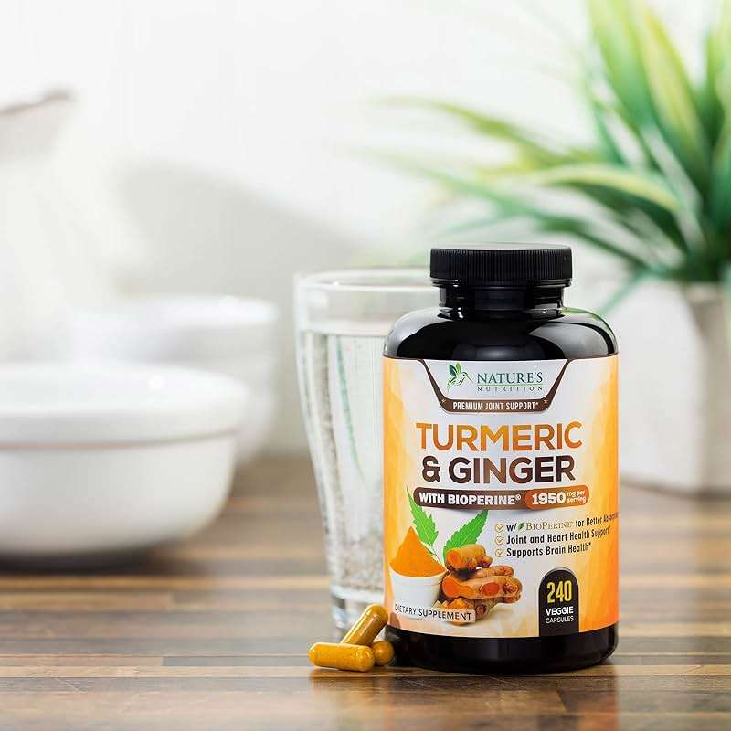 Turmeric Curcumin Supplement - 95% Curcuminoids with Organic Turmeric & Ginger, BioPerine Black Pepper Extract for Best Absorption, Natural Vegan Joint Support, Non-GMO, Bottled in USA - 240 Capsules - Image 9