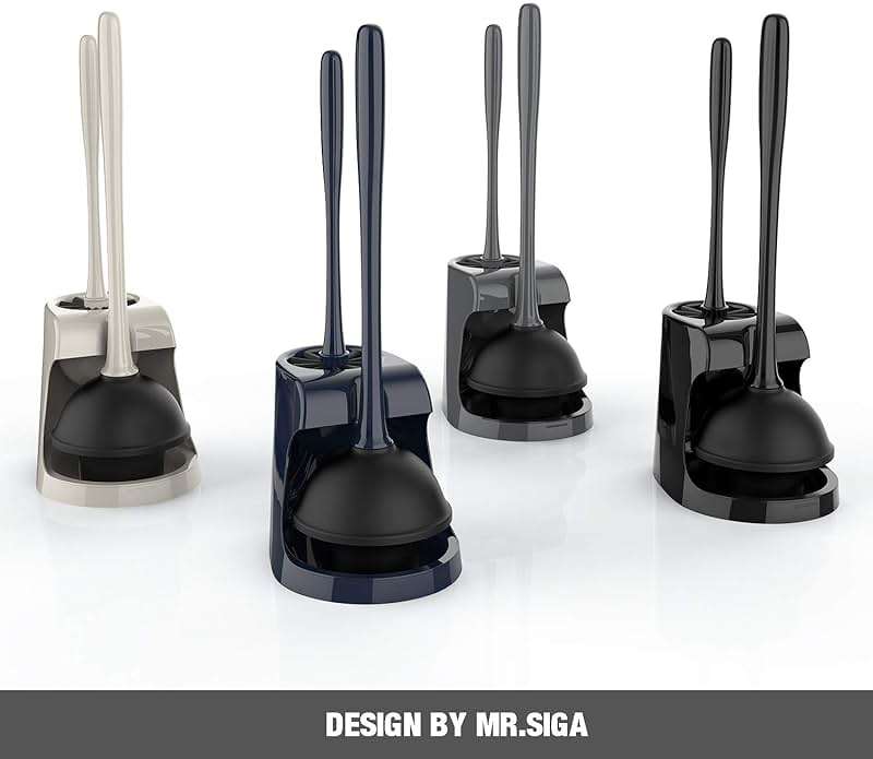 MR.SIGA Toilet Plunger and Bowl Brush Combo for Bathroom Cleaning, Black, 1 Set - Image 3