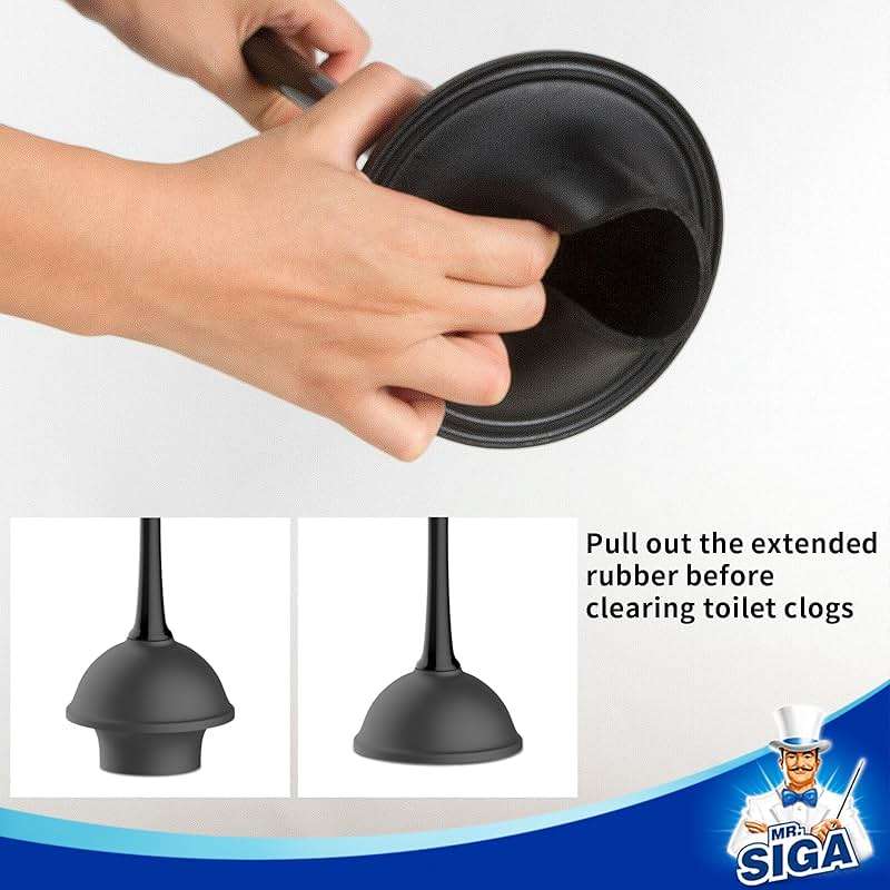 MR.SIGA Toilet Plunger and Bowl Brush Combo for Bathroom Cleaning, Black, 1 Set - Image 5