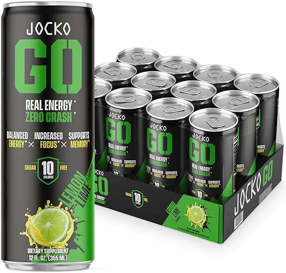Jocko Fuel GO Energy Drinks, Lemon Lime - 95mg Caffeine with Added Adaptogens, Vitamin B12 & B6, & L Theanine for Mood & Focus Support, No Sugar, 12 Pack - Packaging May Vary - Image 1