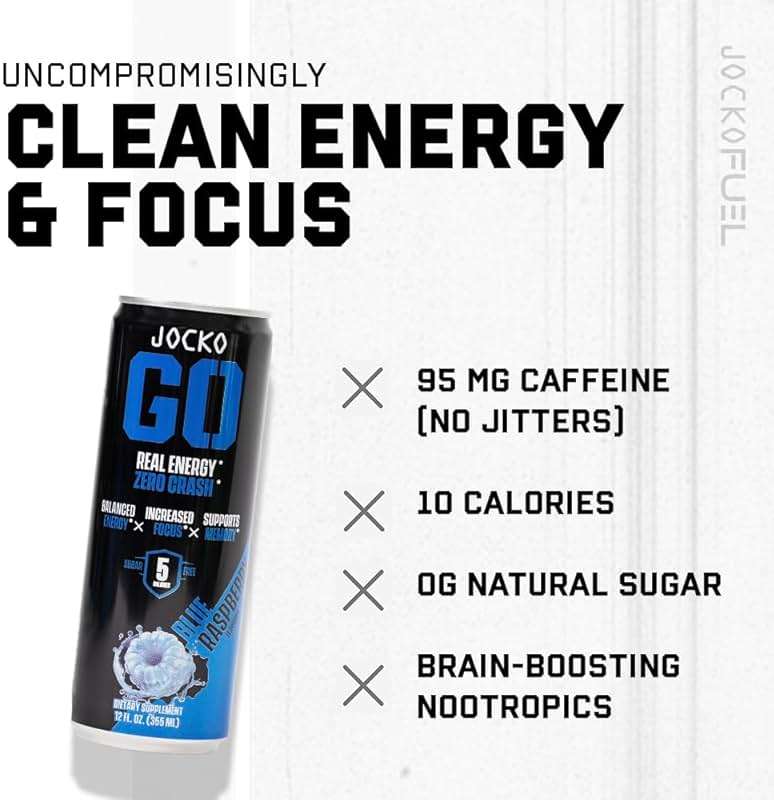 Jocko Fuel GO Energy Drinks, Lemon Lime - 95mg Caffeine with Added Adaptogens, Vitamin B12 & B6, & L Theanine for Mood & Focus Support, No Sugar, 12 Pack - Packaging May Vary - Image 3