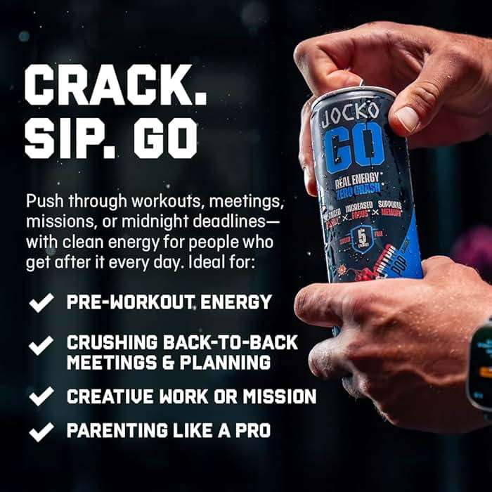 Jocko Fuel GO Energy Drinks, Lemon Lime - 95mg Caffeine with Added Adaptogens, Vitamin B12 & B6, & L Theanine for Mood & Focus Support, No Sugar, 12 Pack - Packaging May Vary - Image 4