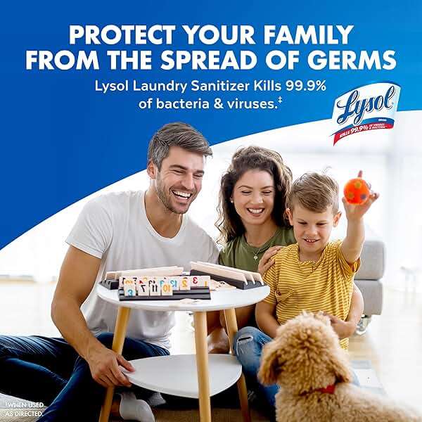 Lysol Laundry Sanitizer Additive, Free & Clear, Free from Fragrance and Dyes, 0% Bleach Laundry Sanitizer, Bacteria-causing Laundry Odor Eliminator, Unscented, 90 Fl Oz (Pack of 1) - Package May Vary - Image 2