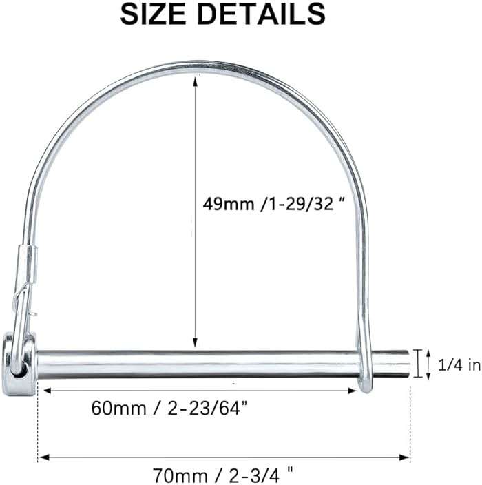 Comonc 10 PCS Safety Coupler Pin Pto Pin Shaft Locking Pin 1/4 pin Hitch pin Round Wire Lock Pin 1/4" x 2-3/4" for PTO,Farm,Lawn,Hitches,and Garden - Image 2