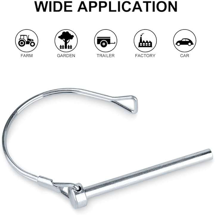 Comonc 10 PCS Safety Coupler Pin Pto Pin Shaft Locking Pin 1/4 pin Hitch pin Round Wire Lock Pin 1/4" x 2-3/4" for PTO,Farm,Lawn,Hitches,and Garden - Image 4