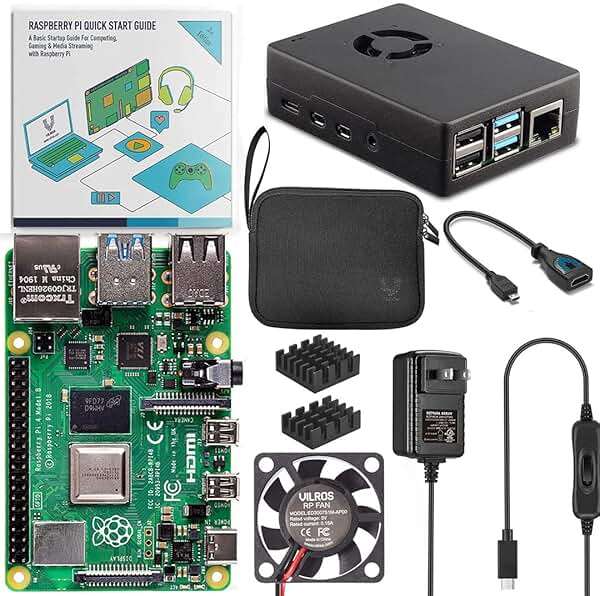 Vilros Raspberry Pi 4 4GB Basic Starter Kit with Fan-Cooled Heavy-Duty Aluminum Alloy Case - Image 1
