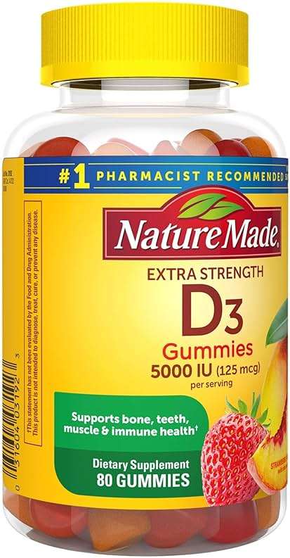 Nature Made Vitamin D3 5000 IU Per Serving Gummies Extra Strength, Bone and Immune Health Support, 80 Vitamin D Gummies for Adults, 40 Day Supply - Image 8