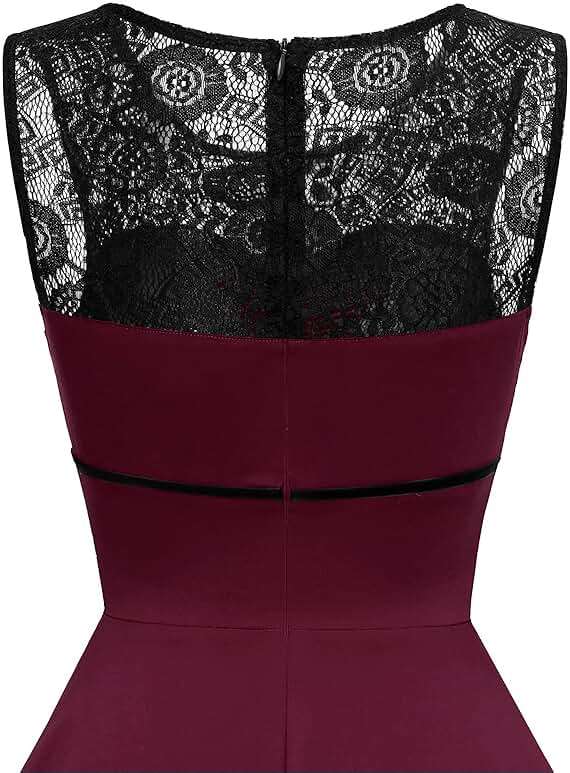 Bbonlinedress Women's 50s Vintage Floral Lace Retro Rockabilly Sleeveless Round Neck Cocktail Party Swing Dress - Image 6