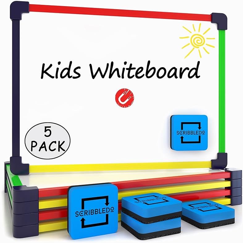 5 Pack Small White Board Dry Erase Board for Kids Portable 9"x12" Drawing Magnetic Mini Whiteboard White Board for Students Teachers School Supplies Lapboard Small Dry Erase Board for Kids & Erasers - Product Image