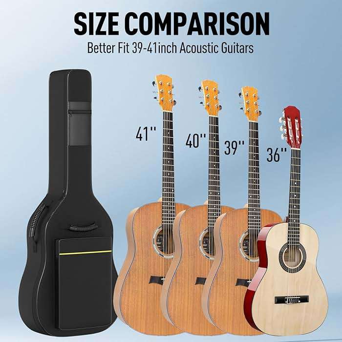 GLEAM Acoustic Guitar Gig Bag - 0.35 Inch Foam Padding Fit 39-41 Inch, Waterproof, Black with Hanger Loop - Image 5
