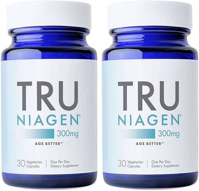 TRU NIAGEN Patented NAD Supplement for Anti Aging and Cell Regeneration, 300mg Niagen, 30 Servings | Supports Cellular Energy, Brain, Muscle | Nicotinamide Riboside (NR) Take 1 Daily | 2 Bottles - Image 1