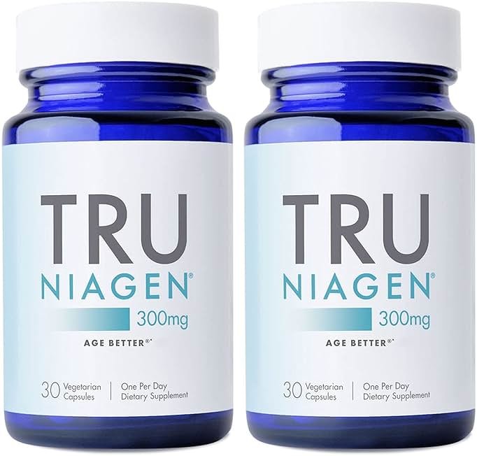 TRU NIAGEN Patented NAD Supplement for Anti Aging and Cell Regeneration, 300mg Niagen, 30 Servings | Supports Cellular Energy, Brain, Muscle | Nicotinamide Riboside (NR) Take 1 Daily | 2 Bottles - Product Image