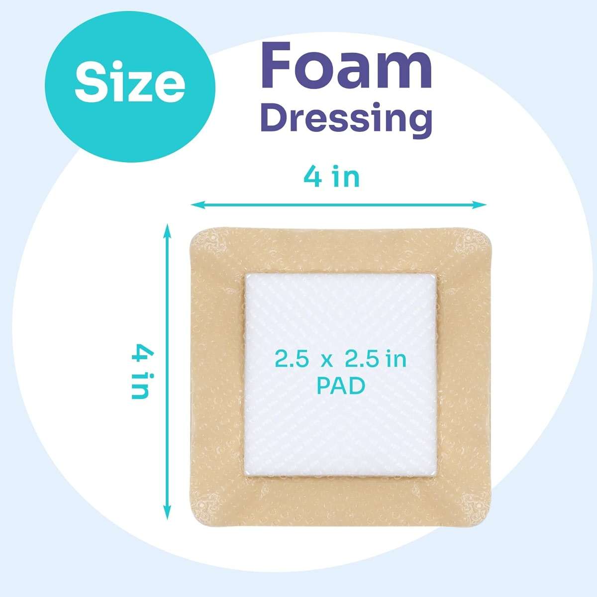 Conkote Silicone Adhesive Foam Dressings 4'' X 4'', Waterproof Bandages for Wound Care, Box of 10 Dressings - Image 3
