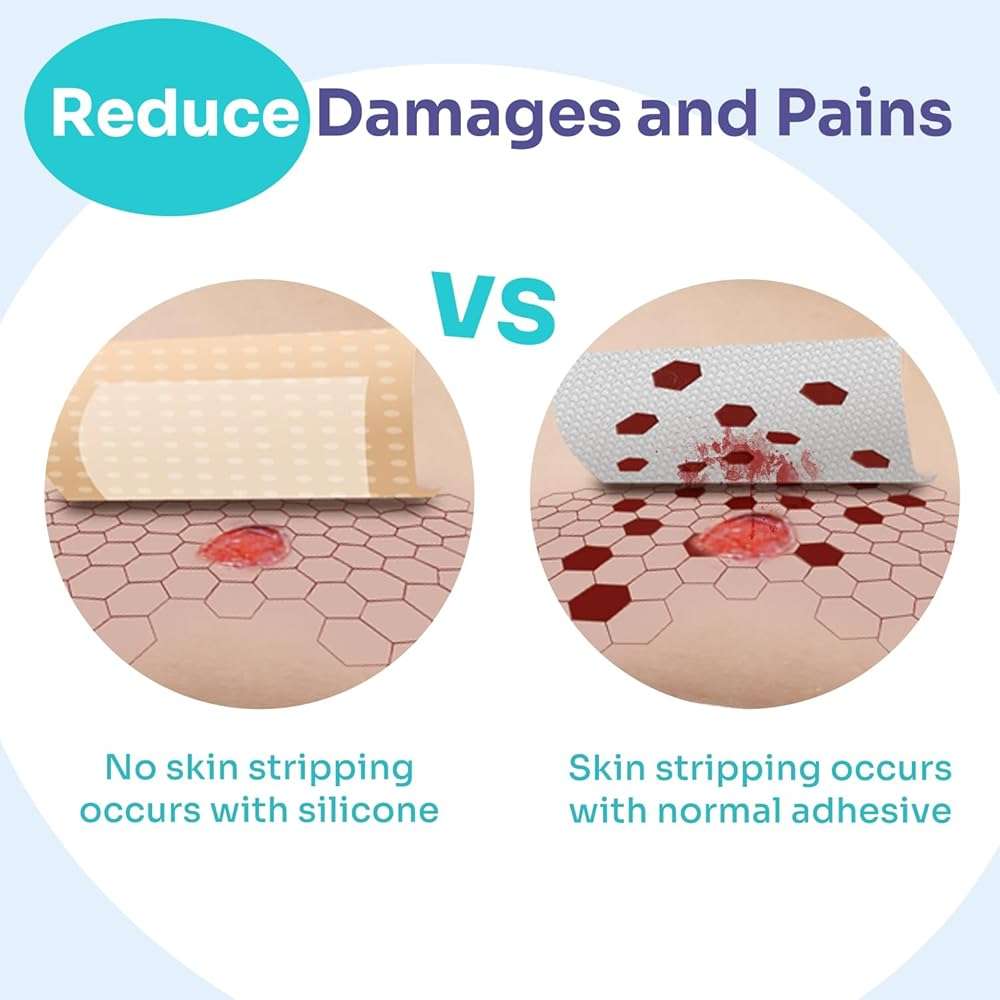 Conkote Silicone Adhesive Foam Dressings 4'' X 4'', Waterproof Bandages for Wound Care, Box of 10 Dressings - Image 5