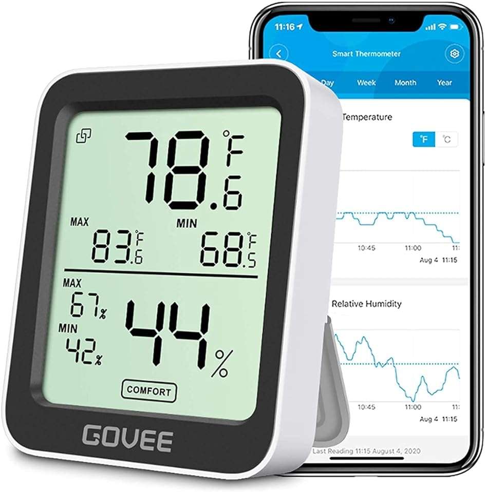 Govee Digital Hygrometer Indoor Thermometer Room H5075, Bluetooth Temperature Humidity Meter with 164ft Remote App Control, Notification Alerts, 2 Years Data Storage Export for Bedroom, Wine Cellar - Image 1