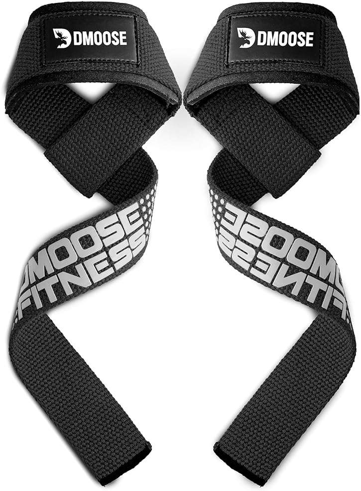 DMoose Fitness Lifting Straps 24" (Pair) - 5mm Padded Durable Wrist Straps for Weightlifting & Powerlifting - Cotton Lifting Strap with Silicone Grip for Men & Women - Deadlift Strap for Gym Workout - Image 1