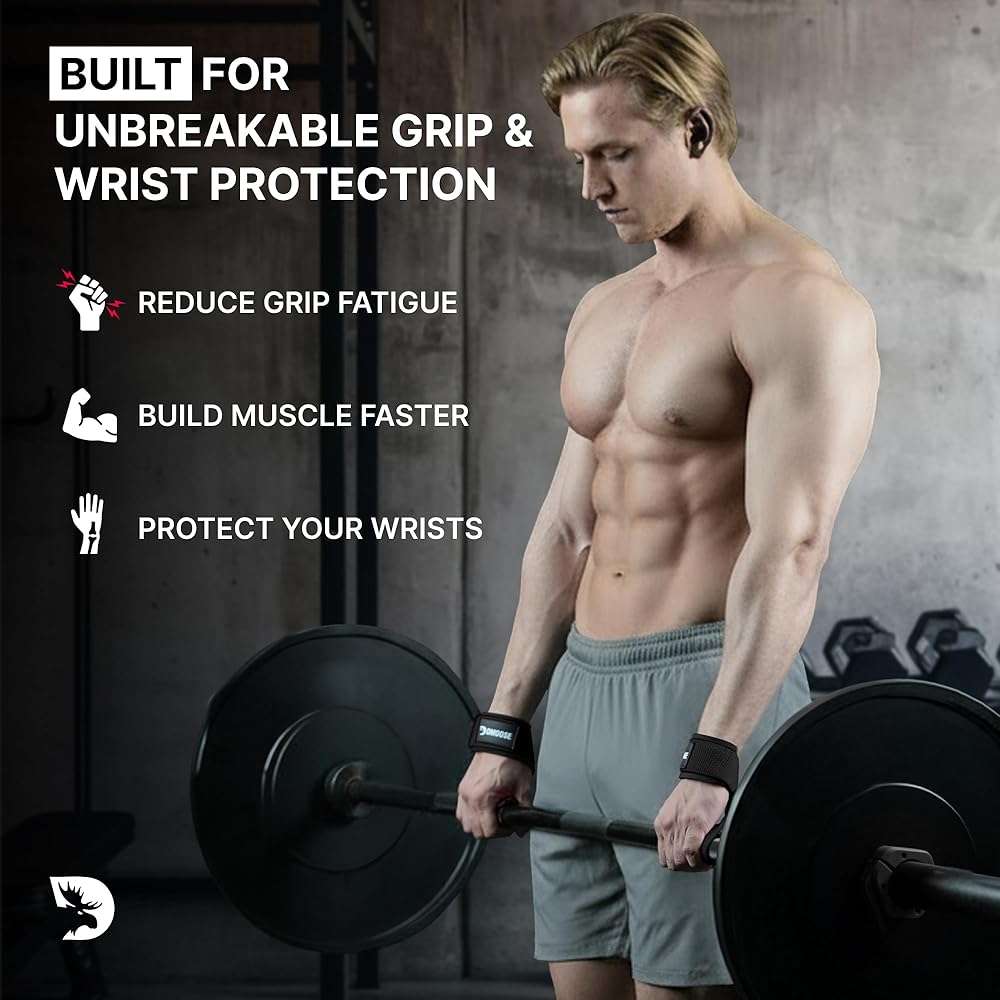 DMoose Fitness Lifting Straps 24" (Pair) - 5mm Padded Durable Wrist Straps for Weightlifting & Powerlifting - Cotton Lifting Strap with Silicone Grip for Men & Women - Deadlift Strap for Gym Workout - Image 2