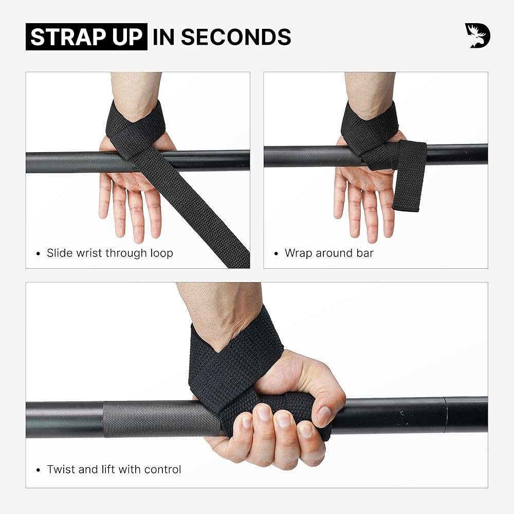 DMoose Fitness Lifting Straps 24" (Pair) - 5mm Padded Durable Wrist Straps for Weightlifting & Powerlifting - Cotton Lifting Strap with Silicone Grip for Men & Women - Deadlift Strap for Gym Workout - Image 8